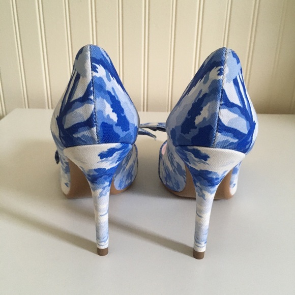 Ted Baker London blue white Ryanah floral print bow heels size 37.5 EU GUC - Picture 4 of 9